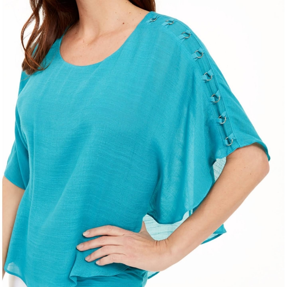 JM Collection Bohemian Resort Wear crape blouse, NEW